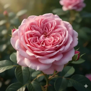 Close-up of the Damask rose (Rosa Damascena), the primary source for authentic rose perfume oil.