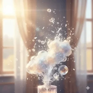 Abstract illustration of the sparkling, effervescent quality that aldehydes contribute to a modern aldehyde perfume fragrance.