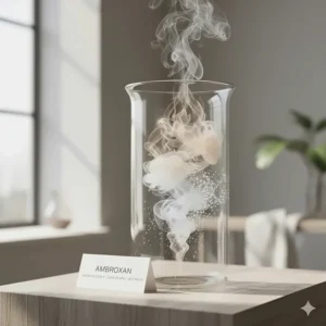 A visual representation of the complex scent profile of ambroxan, highlighting notes of warm woods, soft musk, and clean oceanic saltiness.