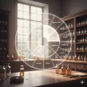 A segment of a fragrance wheel showing where the aldehyde perfume category is typically classified (often within the Floral or Clean families).