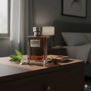 A strong, rectangular bottle of men's cologne highlighting an intense patchouli and vetiver scent, considered one of the best patchouli perfumes for him.