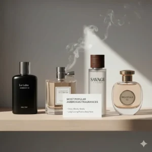 A collection of some of the most popular ambroxan perfumes known for their heavy use of this long-lasting, fixative base note.