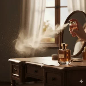 A visual representation of a lingering scent trail or sillage, highlighting the excellent longevity of musky women's perfumes.