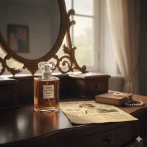 Vintage flacon or advertisement of the first successful aldehyde fragrance, highlighting the historical significance of aldehyde perfume.