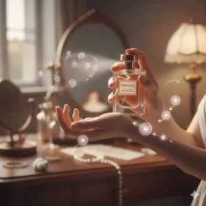 Illustration of pulse points for applying intense floral perfume to maximize its long-lasting powdery effect.