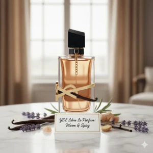 Yves Saint Laurent Libre Le Parfum bottle, a top choice for a warm and spicy vanilla perfume for women with lavender and ginger.