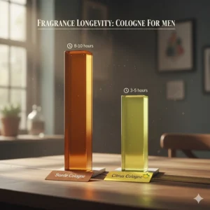 A bar chart comparing the staying power of suede cologne for men versus citrus-based scents.