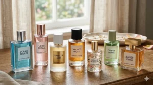 A collection of high-quality, long-lasting perfume bottles available for under 50 dollars.