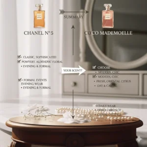 A summary checklist to help readers decide between Chanel No. 5 and Coco Mademoiselle based on scent preference.