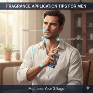 An illustration showing the best pulse points to apply a Dior Sauvage alternative for maximum sillage.