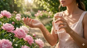 An illustration showing pulse points for applying floral perfume to make it last in summer heat.