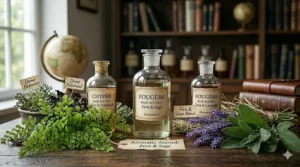 Iconic aromatic fougere notes featuring fresh lavender springs, sweet coumarin tonka bean, and earthy oakmoss on a neutral backdrop.