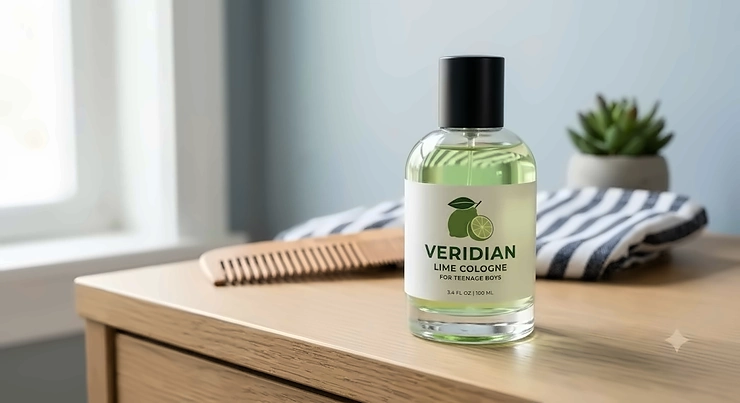 Refreshing lime cologne bottle with clean minimalist packaging for teenage boys lime cologne for teenage boys