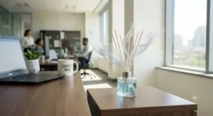 Clean linen and musk fragrance notes ideal for a long-lasting office perfume in open-plan workplaces